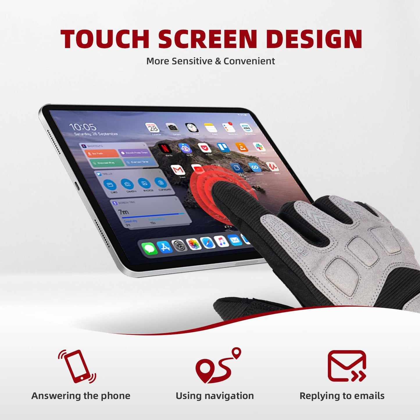 Miesten pyöräilyhanskat, talvi/syksy, maastopyöräilyyn, iskunvaimentavat hanskat, ROCKBROS