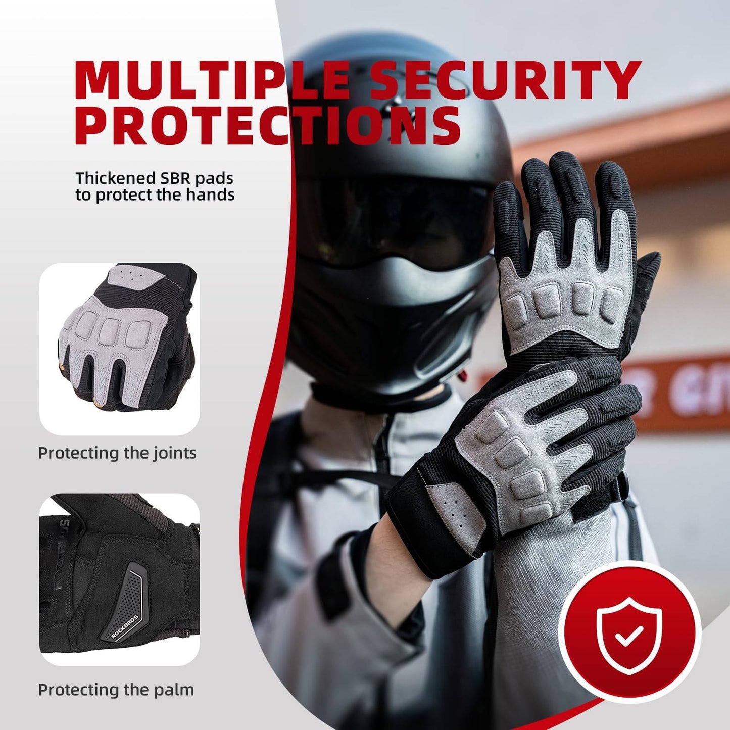 Miesten pyöräilyhanskat, talvi/syksy, maastopyöräilyyn, iskunvaimentavat hanskat, ROCKBROS