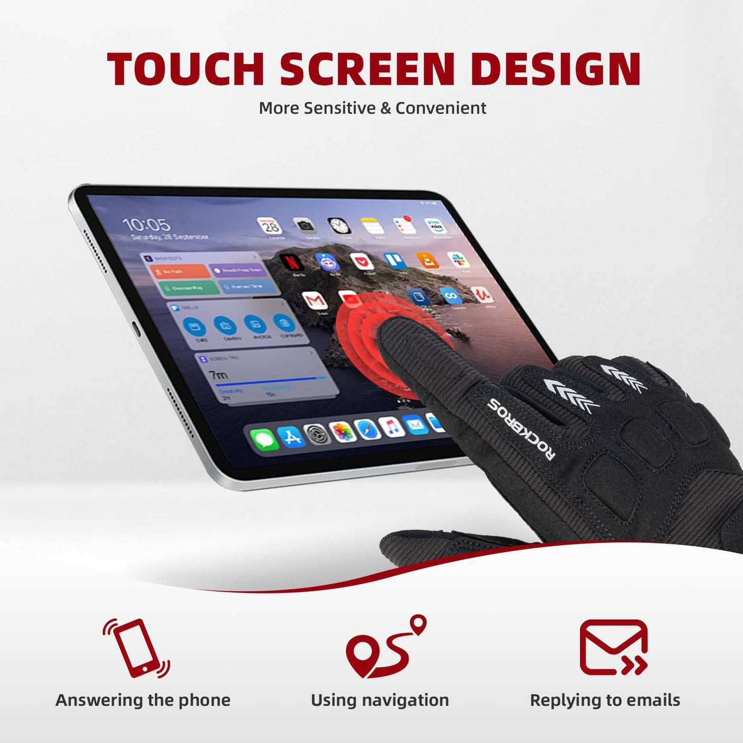 Miesten pyöräilyhanskat, talvi/syksy, maastopyöräilyyn, iskunvaimentavat hanskat, ROCKBROS