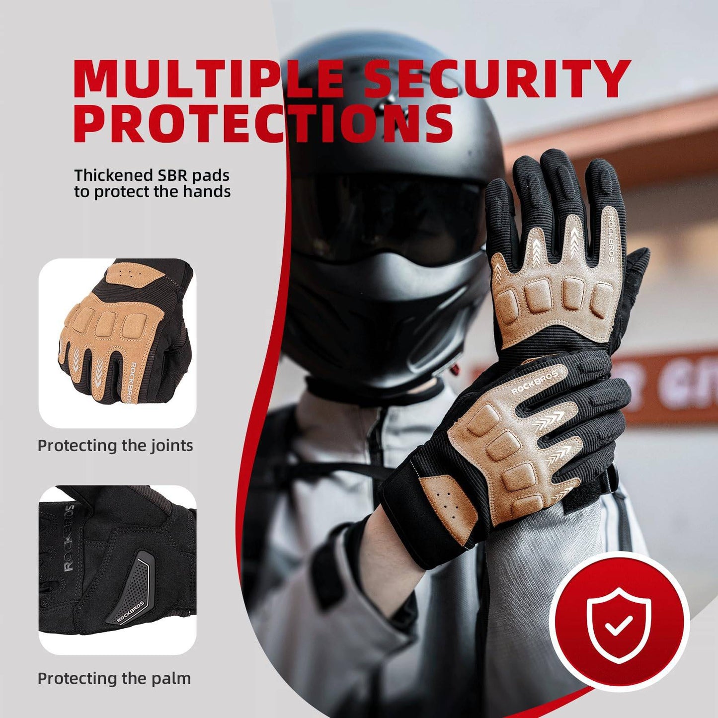 Miesten pyöräilyhanskat, talvi/syksy, maastopyöräilyyn, iskunvaimentavat hanskat, ROCKBROS