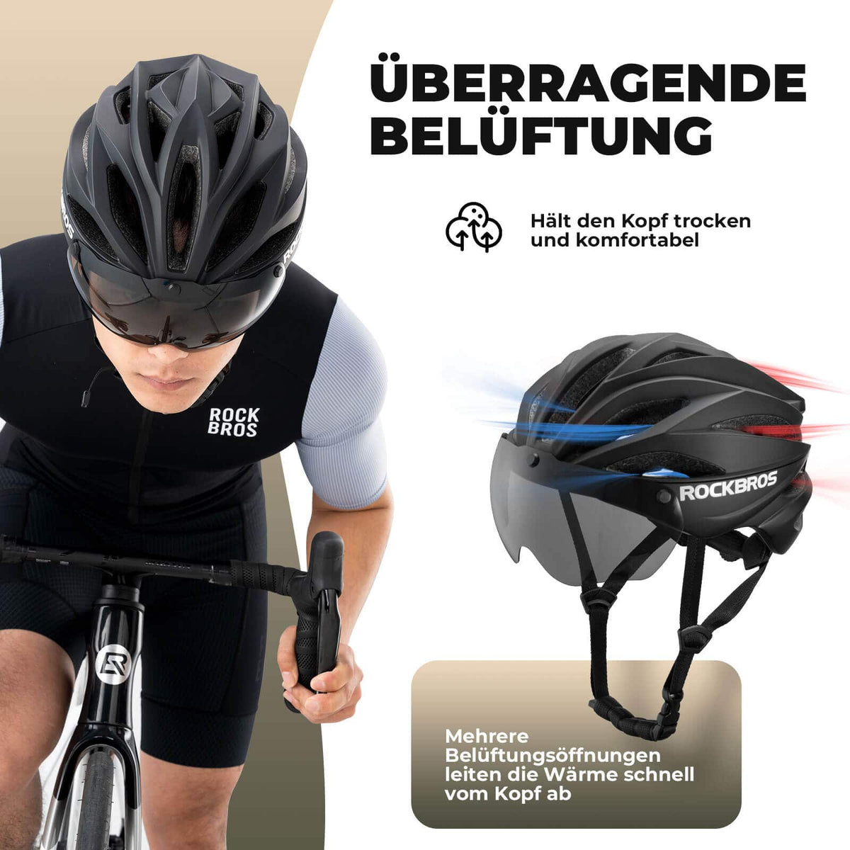 ROCKBROS pyöräkypärä Magneettinen irrotettava MTB-kypärä visiirillä