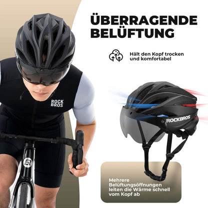 ROCKBROS pyöräkypärä Magneettinen irrotettava MTB-kypärä visiirillä