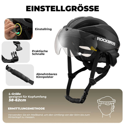 ROCKBROS pyöräkypärä Magneettinen irrotettava MTB-kypärä visiirillä