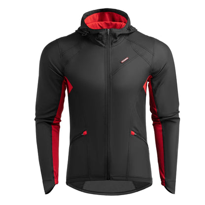 Miesten tuulenpitävä softshell-pyöräilytakki talvella, musta, ROCKBROS