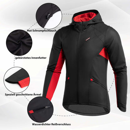 Miesten tuulenpitävä softshell-pyöräilytakki talvella, musta, ROCKBROS