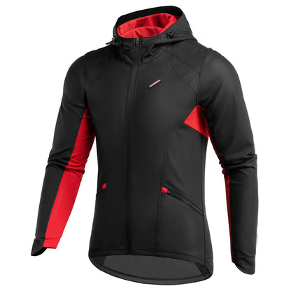 Miesten tuulenpitävä softshell-pyöräilytakki talvella, musta, ROCKBROS