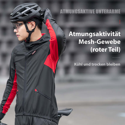 Miesten tuulenpitävä softshell-pyöräilytakki talvella, musta, ROCKBROS