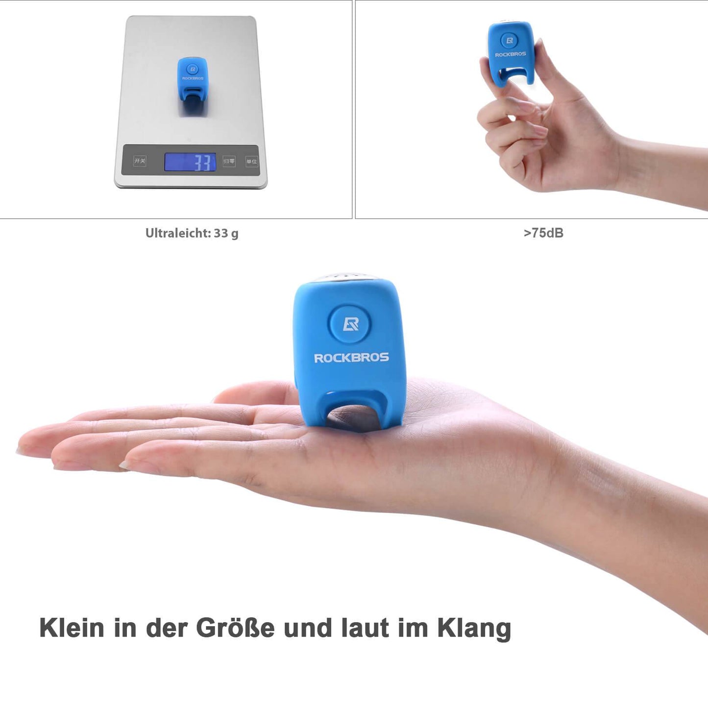 Elektroninen polkupyörän soittokello, IPX4-vedenpitävä, ROCKBROS