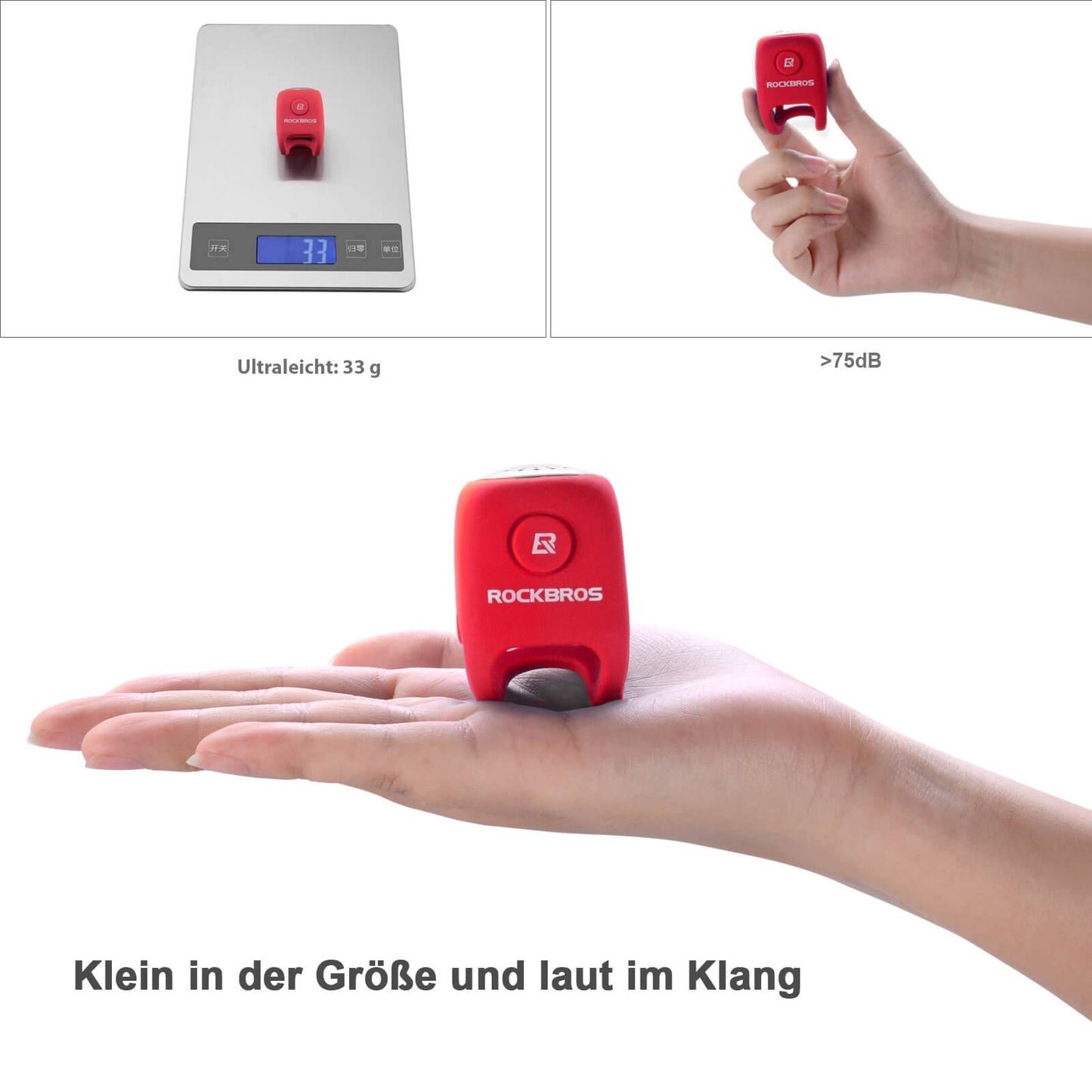 Elektroninen polkupyörän soittokello, IPX4-vedenpitävä, ROCKBROS