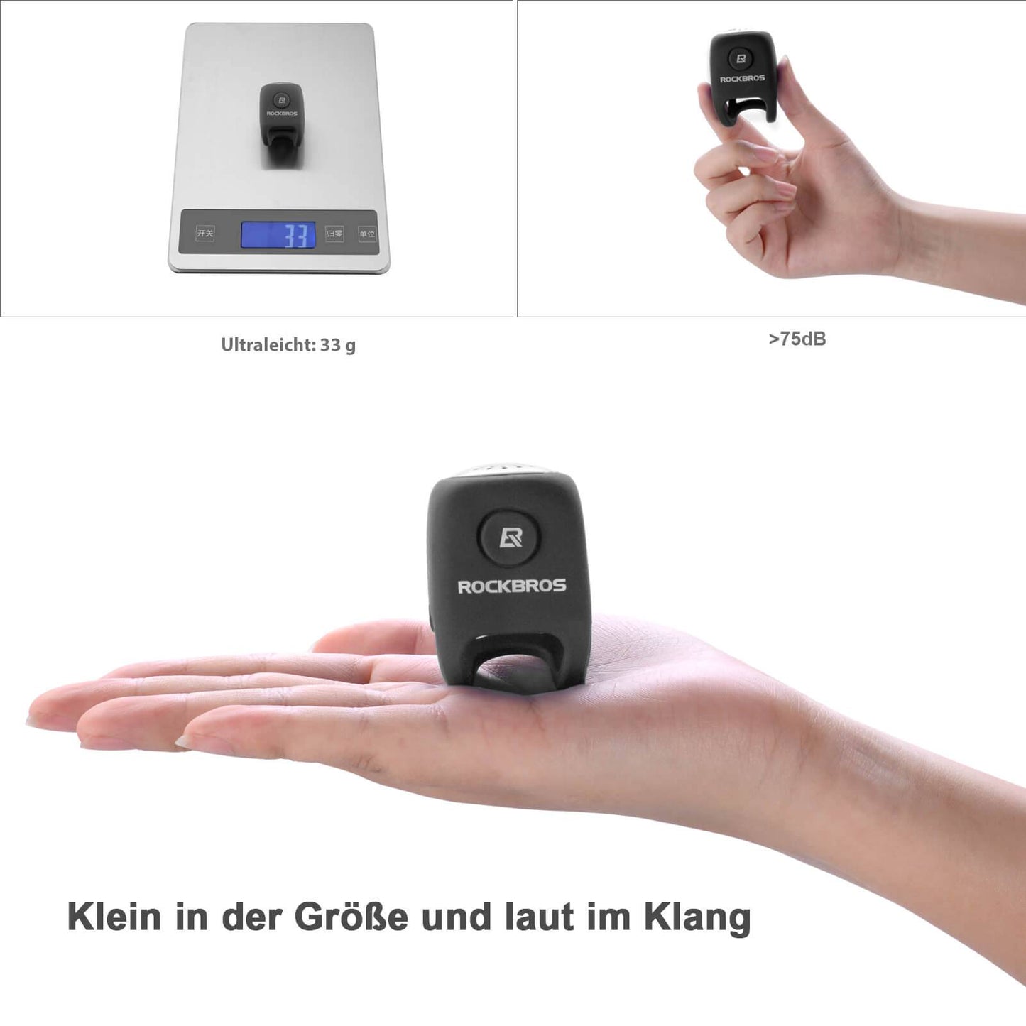 Elektroninen polkupyörän soittokello, IPX4-vedenpitävä, ROCKBROS