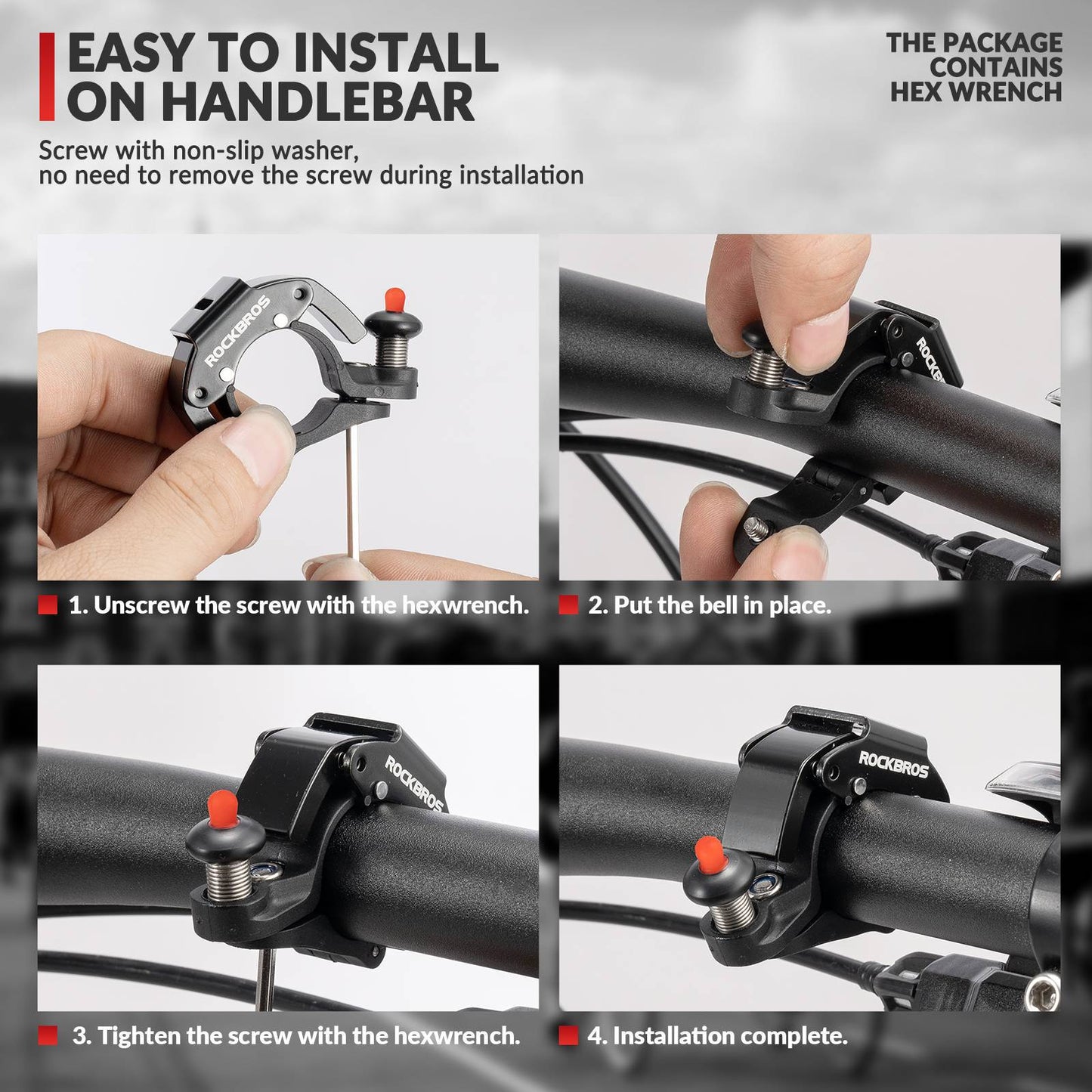 Polkupyörän soittokello, 100 dB äänekäs, innovatiivinen minikokoinen polkupyörän soittokello, ROCKBROS