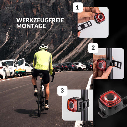 Polkupyörän valo IPX5 vedenpitävä takavalo ladattava USB-C:llä ROCKBROS