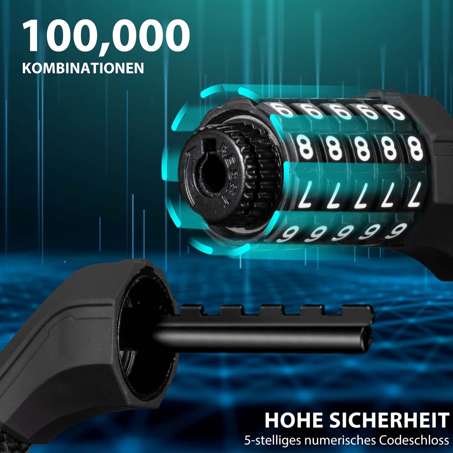 5-numeroinen yhdistelmä polkupyörän lukko ROCKBROS