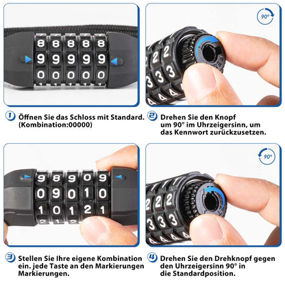 5-numeroinen yhdistelmä polkupyörän lukko ROCKBROS