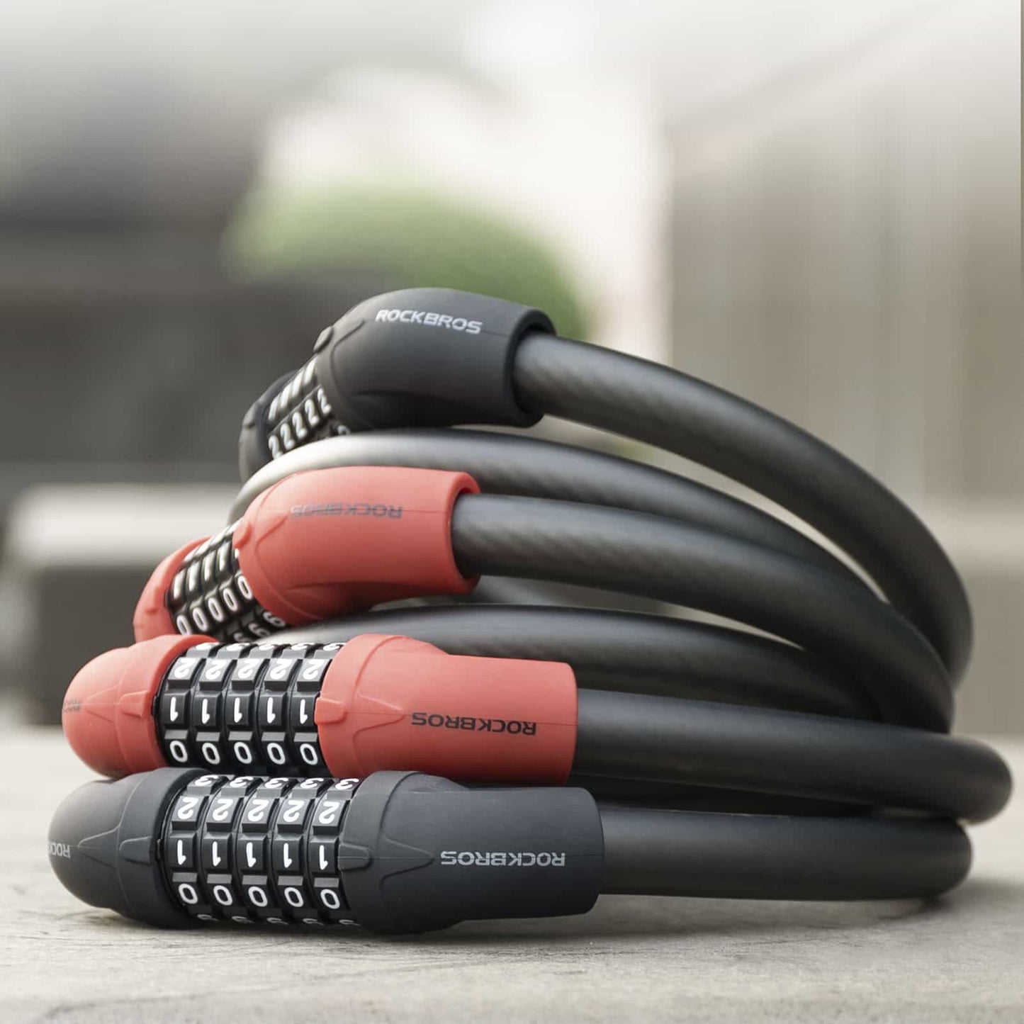 Polkupyörän lukko, vaijerilukko, yhdistelmälukko 5-numeroisella koodilla, ROCKBROS