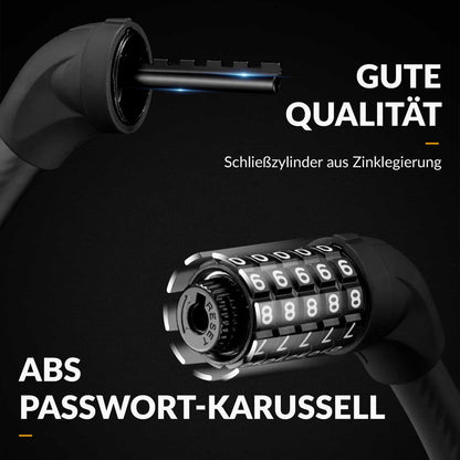 Polkupyörän lukko, vaijerilukko, yhdistelmälukko 5-numeroisella koodilla, ROCKBROS