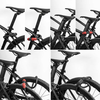 Polkupyörän lukko, vaijerilukko, yhdistelmälukko 5-numeroisella koodilla, ROCKBROS