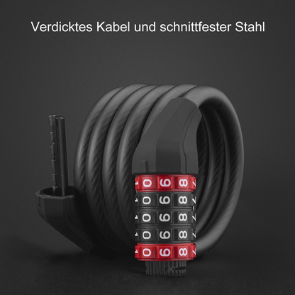 Polkupyörän lukko, jossa on 5-numeroinen yhdistelmälukko PVC:stä ja teräksestä, ROCKBROS