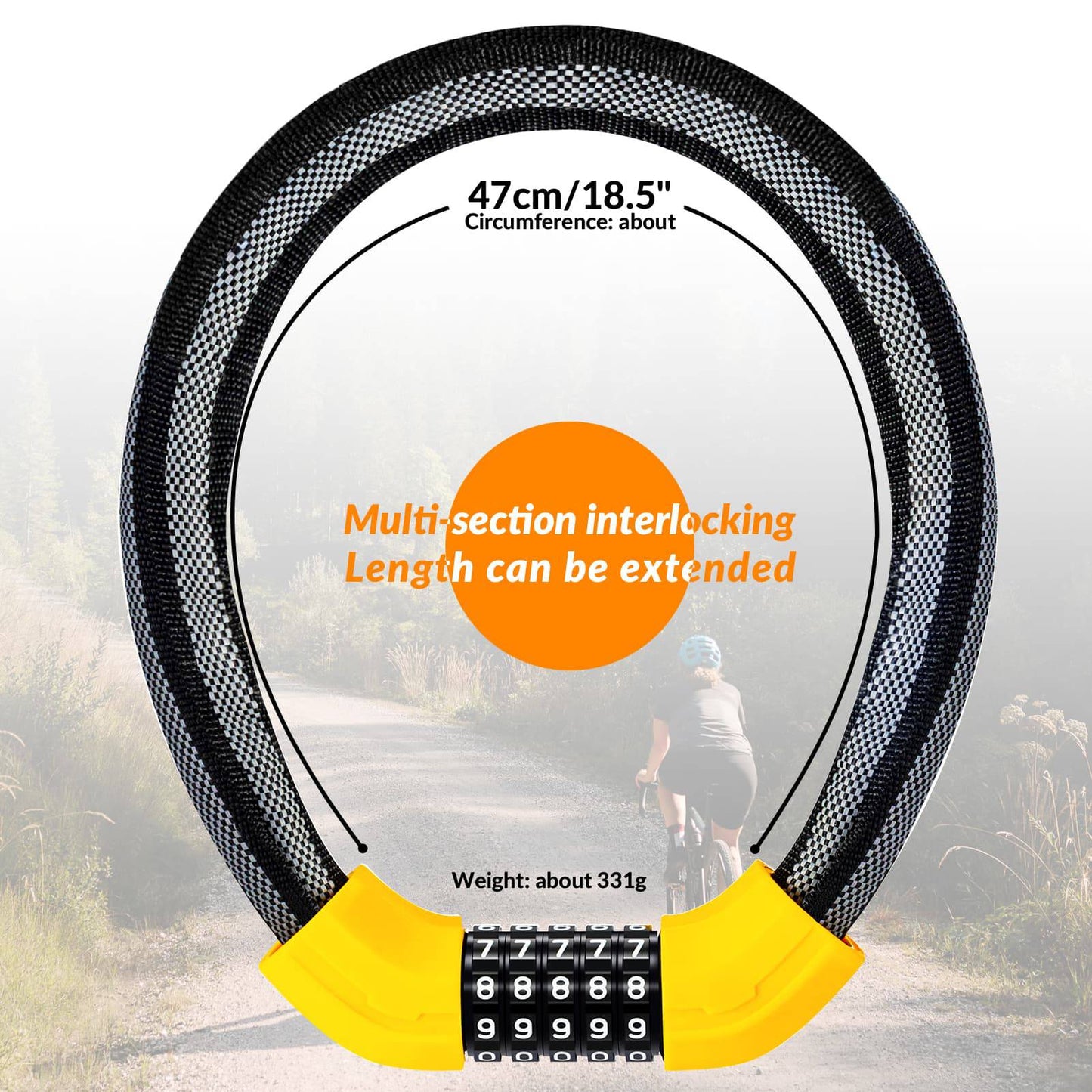 Polkupyörän lukon yhdistelmälukko 19 mm paksu ROCKBROS