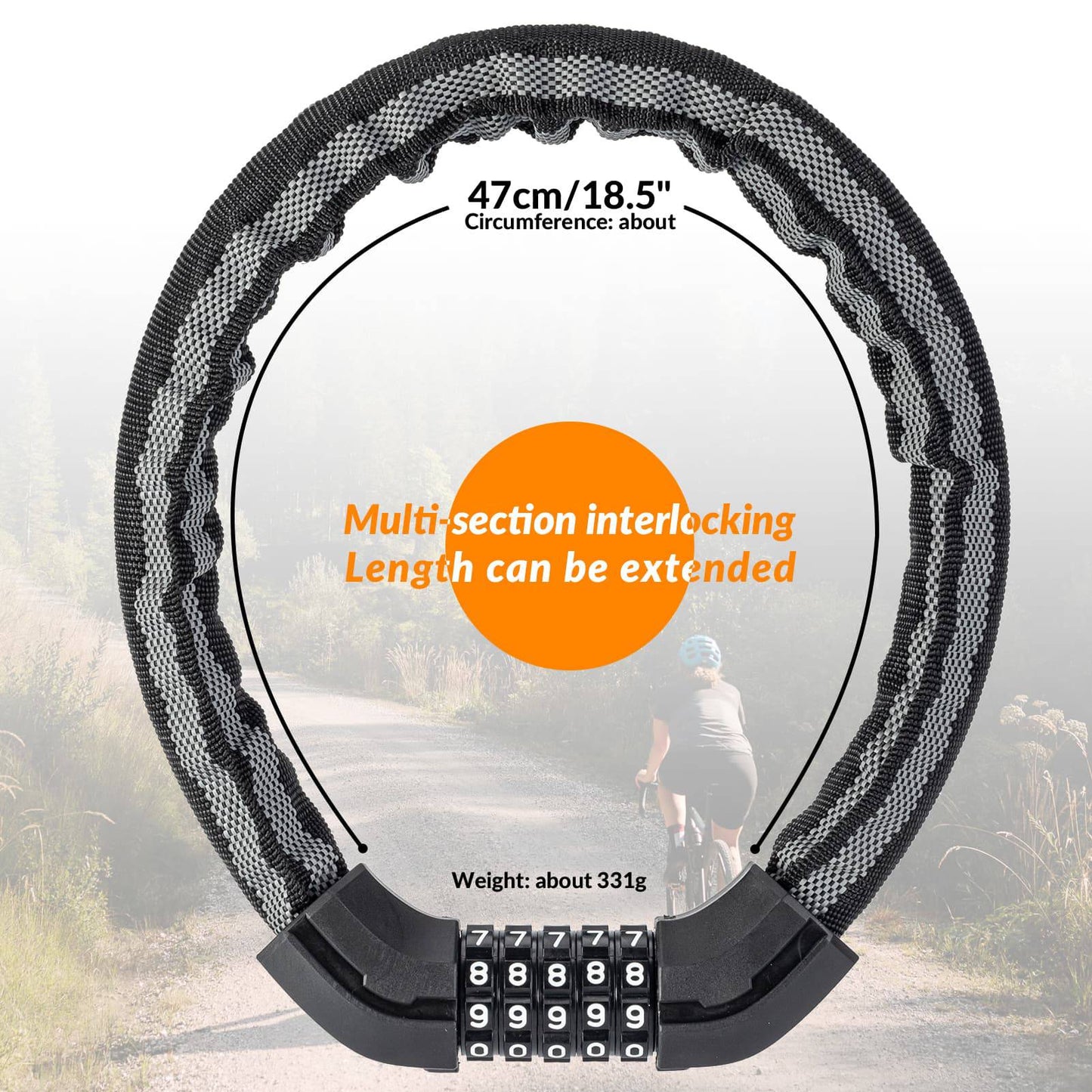 Polkupyörän lukon yhdistelmälukko 19 mm paksu ROCKBROS