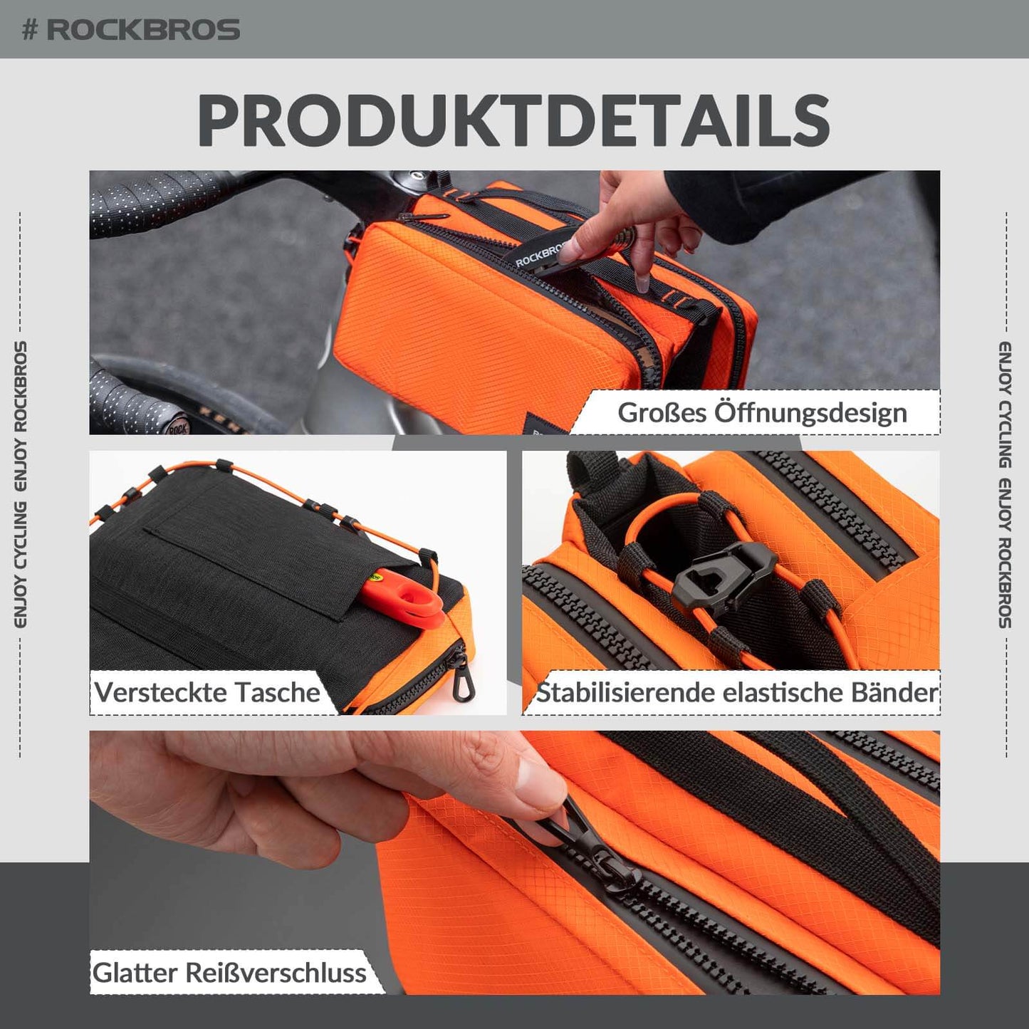 Polkupyörän runkolaukku olkahihnalla, yläputken laukku ROCKBROS