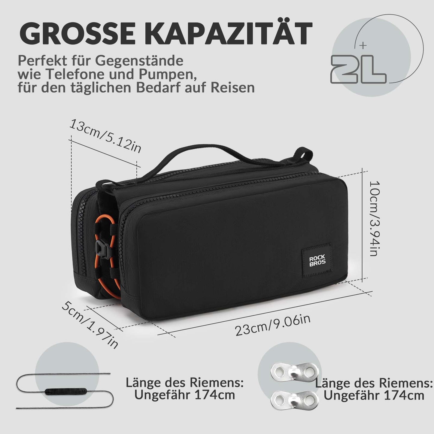 Polkupyörän runkolaukku olkahihnalla, yläputken laukku ROCKBROS