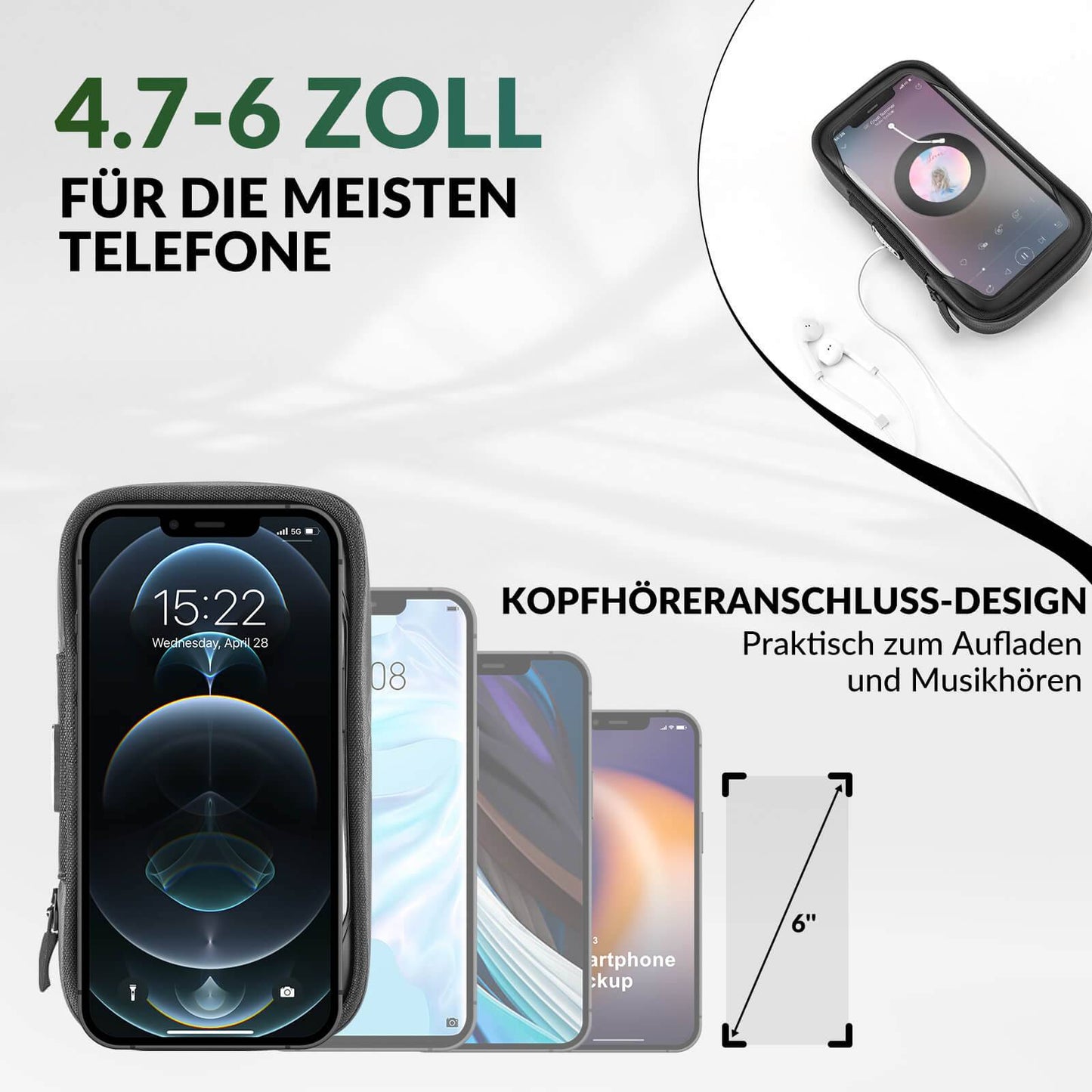 Vedenpitävä polkupyörälaukku, pyörivä matkapuhelinlaukku 4,7–6 tuuman matkapuhelimille, ROCKBROS