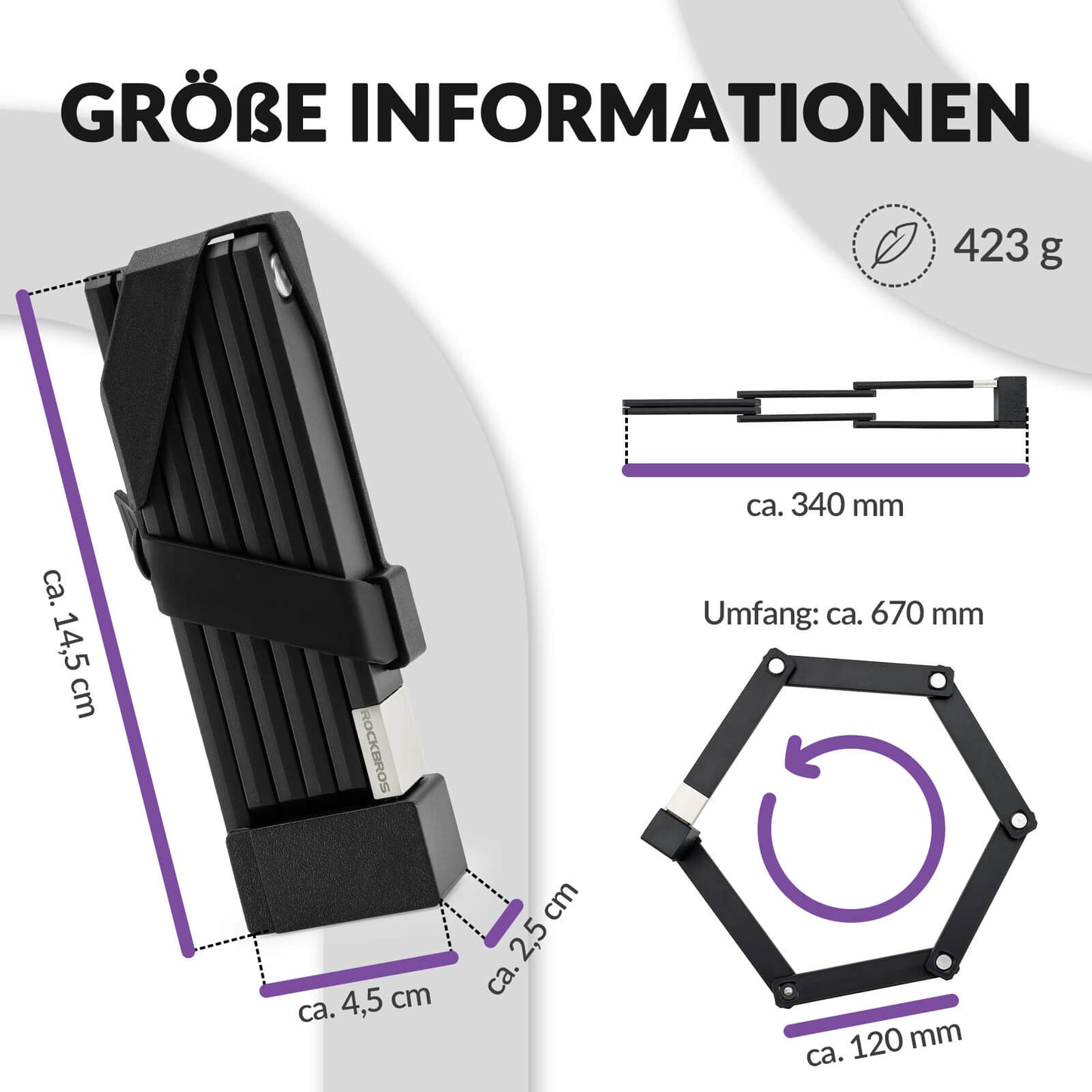 Taittuvan pyörän lukko kiinnikkeellä ROCKBROS