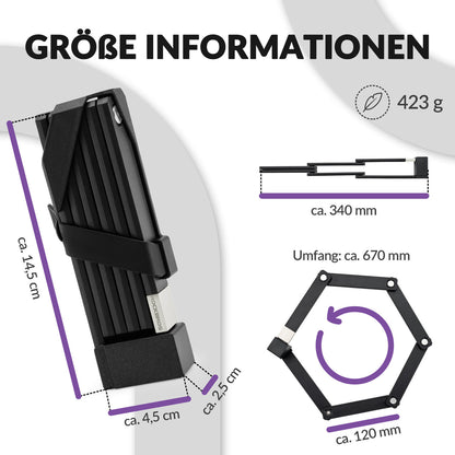 Taittuvan pyörän lukko kiinnikkeellä ROCKBROS