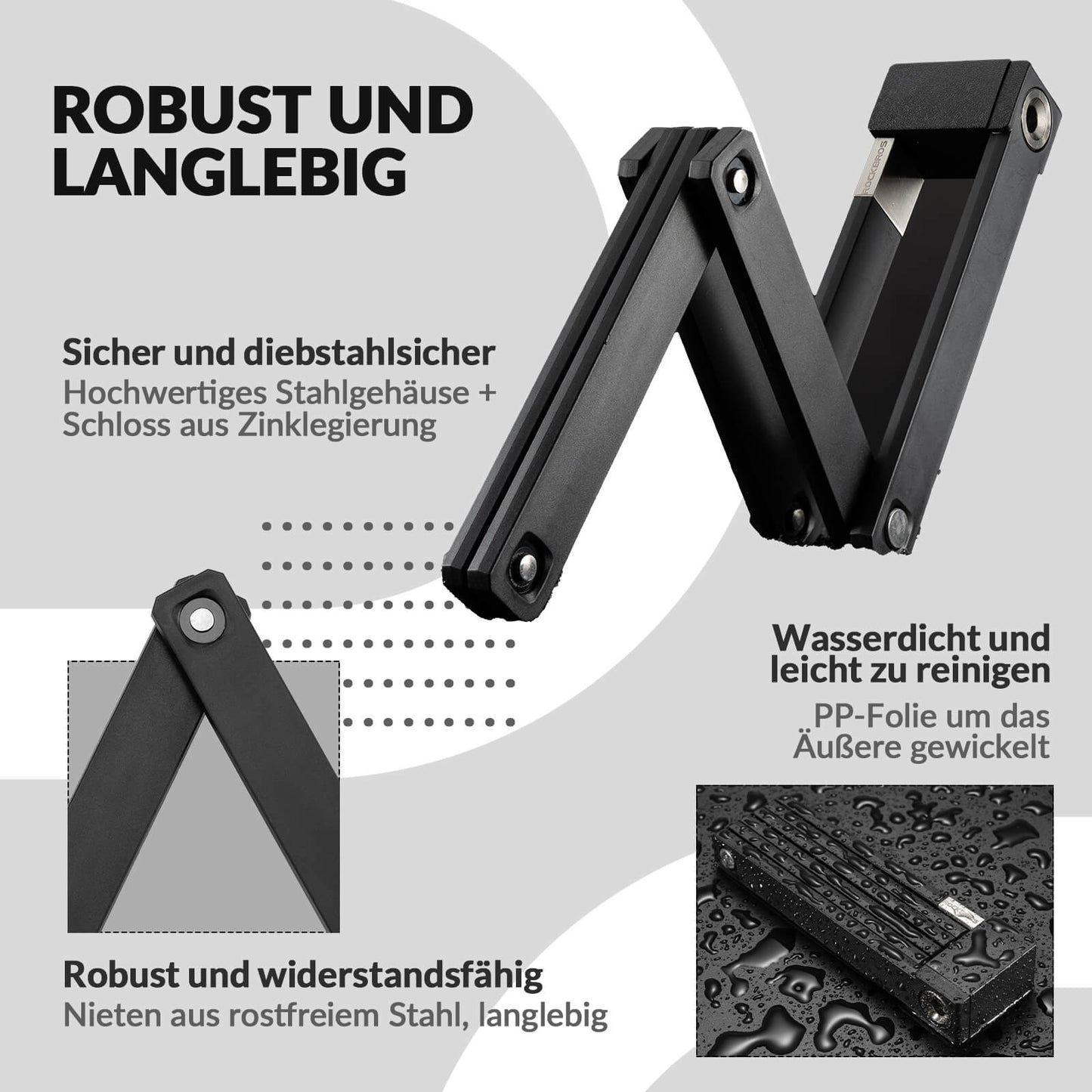 Taittuvan pyörän lukko kiinnikkeellä ROCKBROS