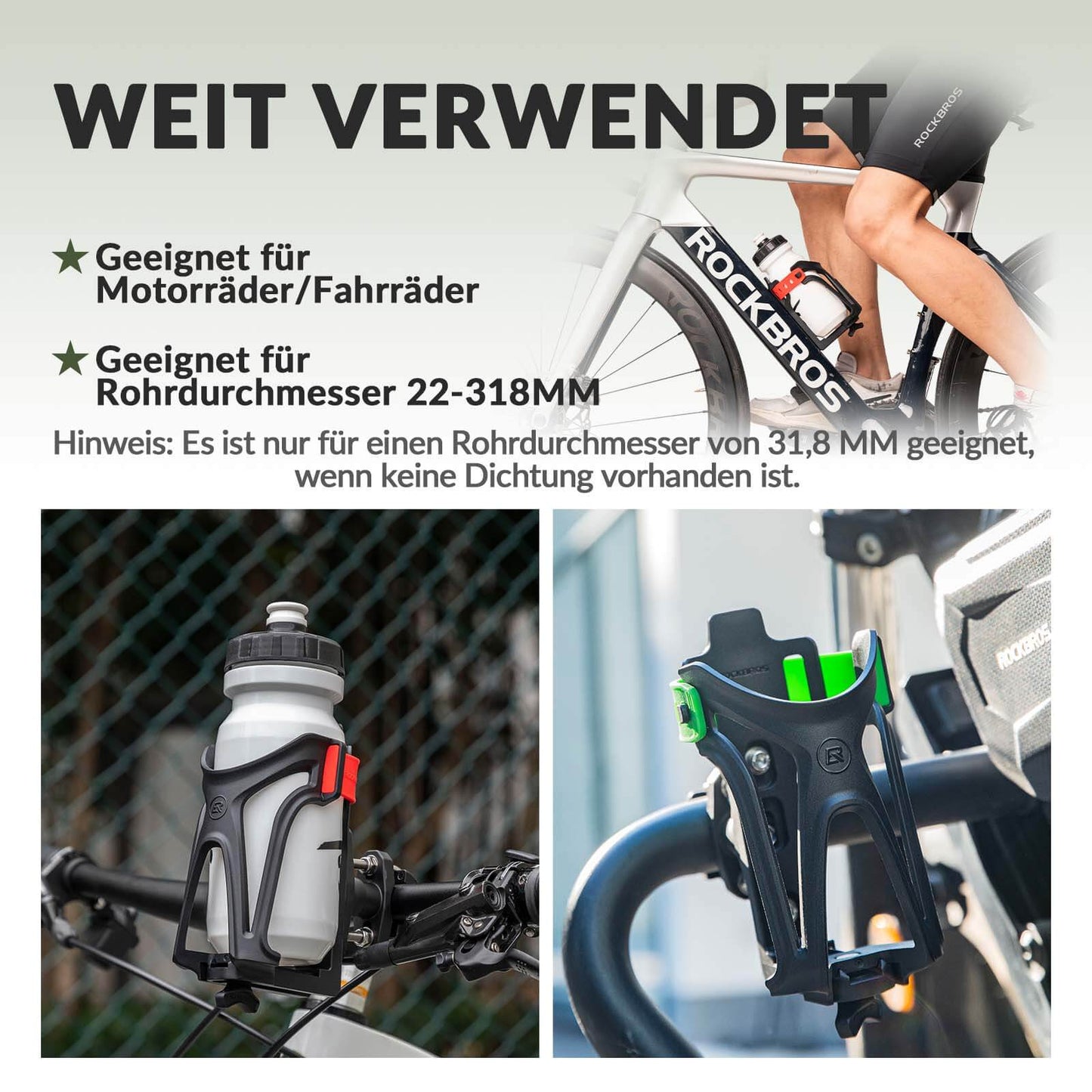 Säädettävä pulloteline polkupyörille, 360° kääntyvä, ROCKBROS