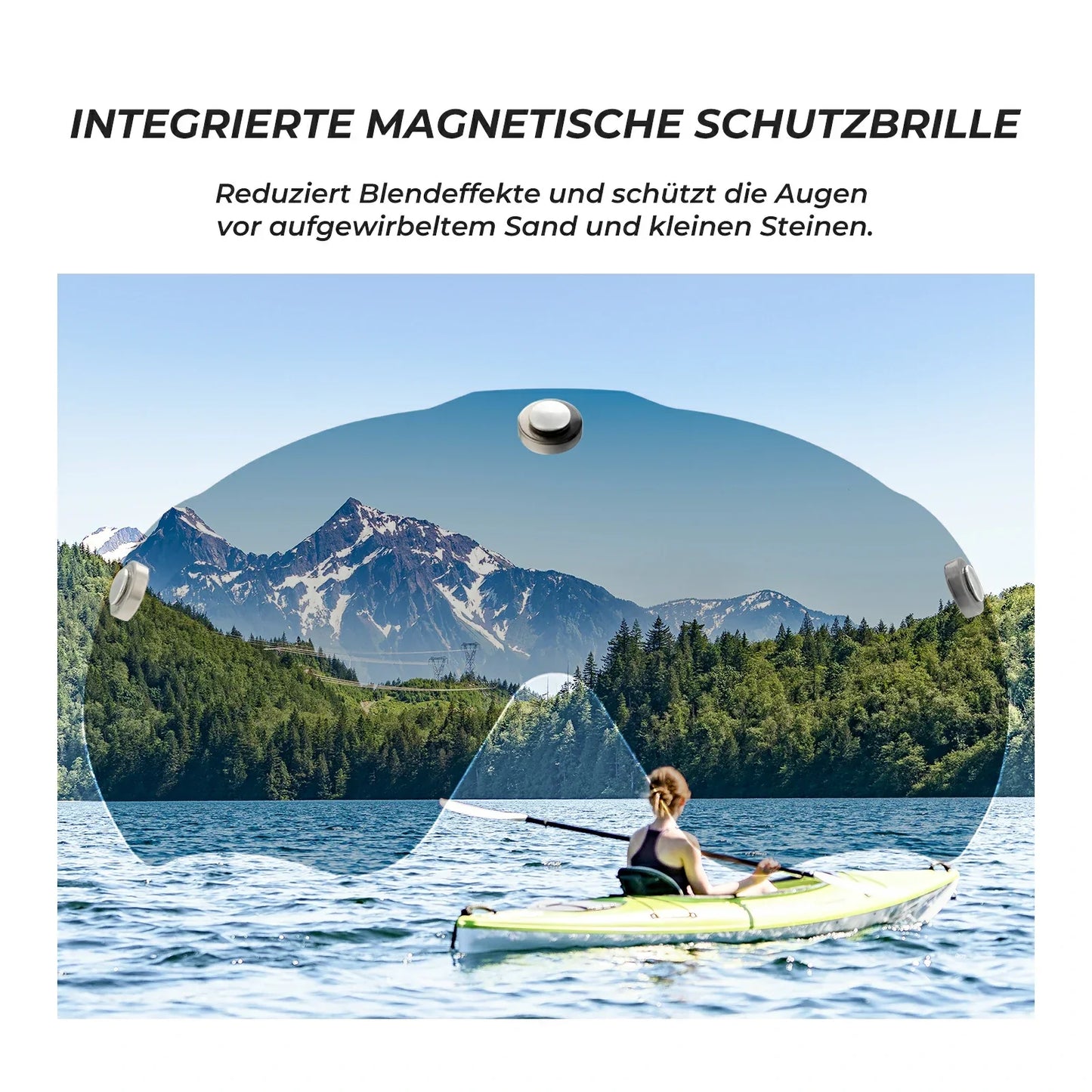 Lasten pyöräilykypärä, jossa on integroidut irrotettavat magneettiset suojalasit ja visiiri ROCKBROS