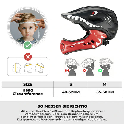 Lasten sarjakuvamainen kokokasvokypärä irrotettavalla leukasuojalla ROCKBROS