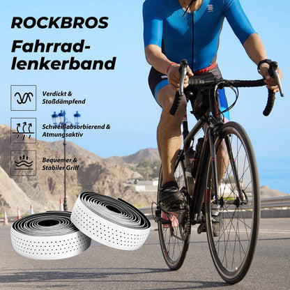 Maantiepyörän ohjaustangon teippi, liukumaton, iskuja vaimentava, 2 rullaa, ROCKBROS