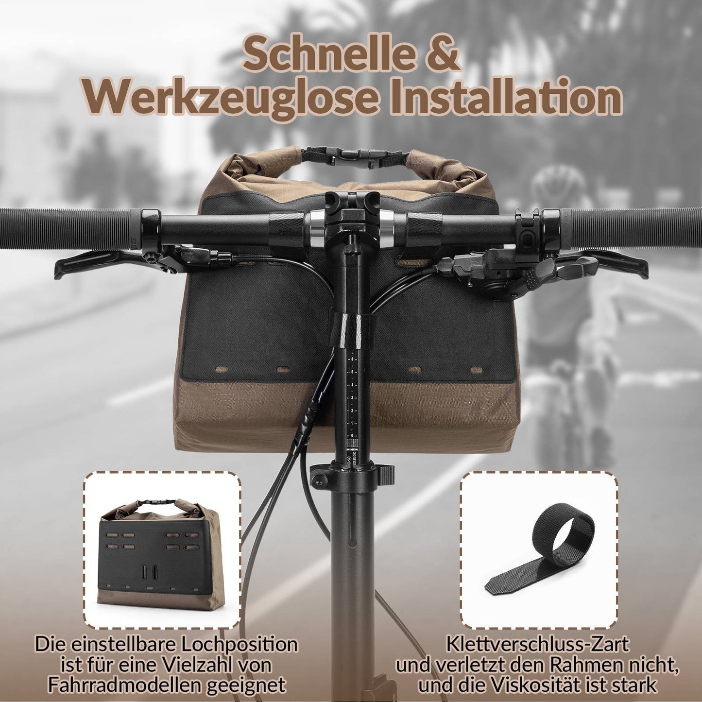 Ohjaustangon laukku, vedenpitävä polkupyörän kori, etulaukku, säädettävä 2,5L-4L, ROCKBROS