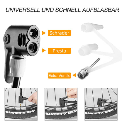 Ilmapumppu jalkapumpulla ja kaksoissylinteripainemittarilla ROCKBROS