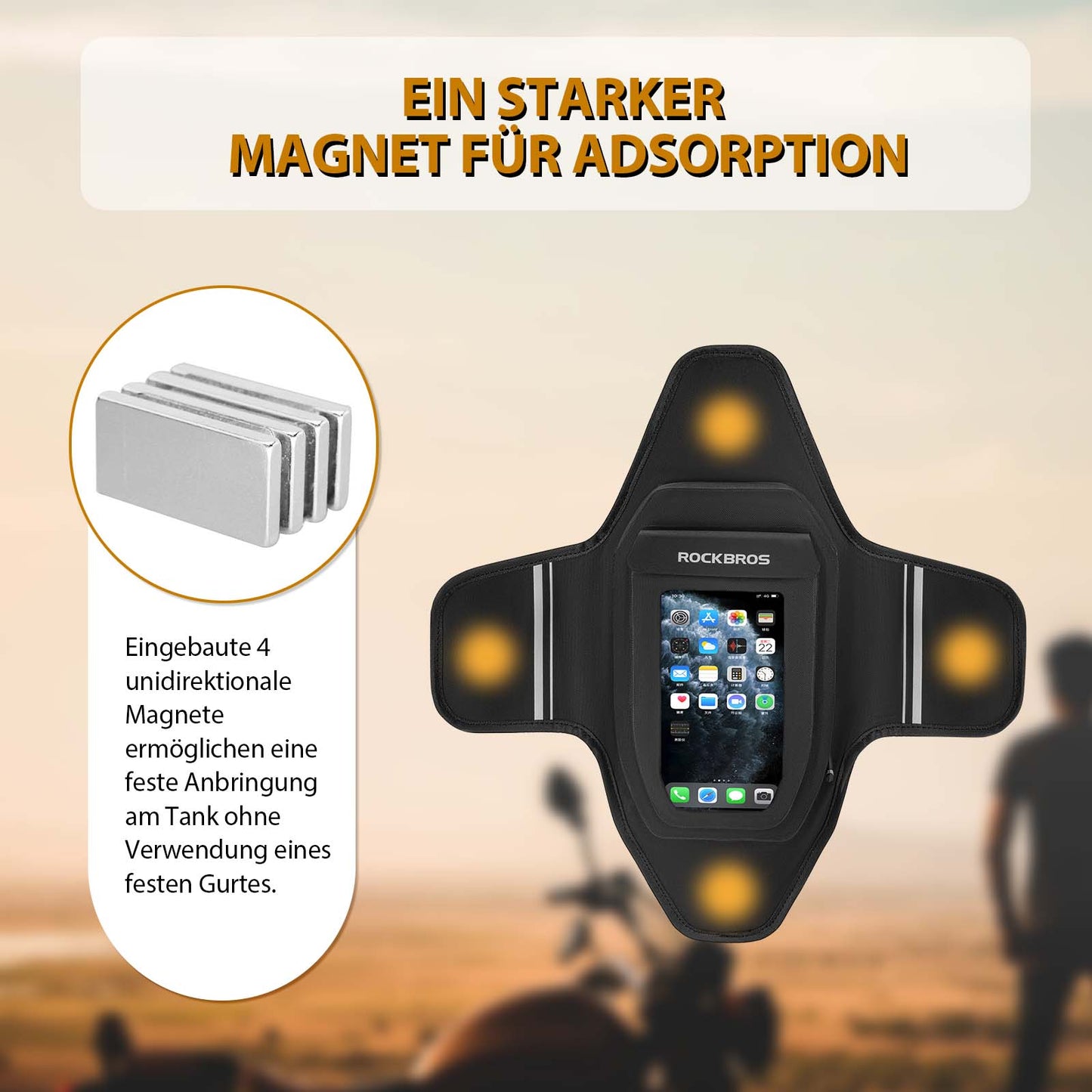 Moottoripyörän tankkilaukku vedenpitävä magneettinen tankkilaukku musta ROCKBROS