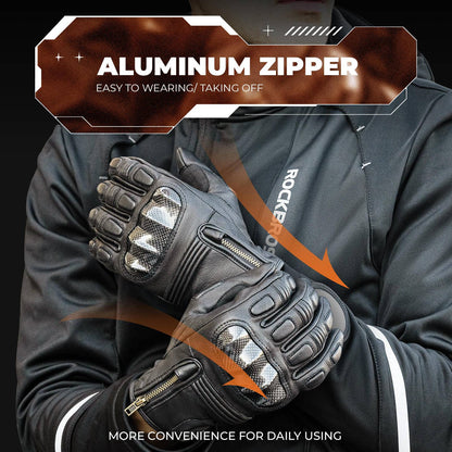 Moottoripyöräkäsineet, kosketusnäyttö, nahkaa, kokosormiset, hengittävät, ROCKBROS