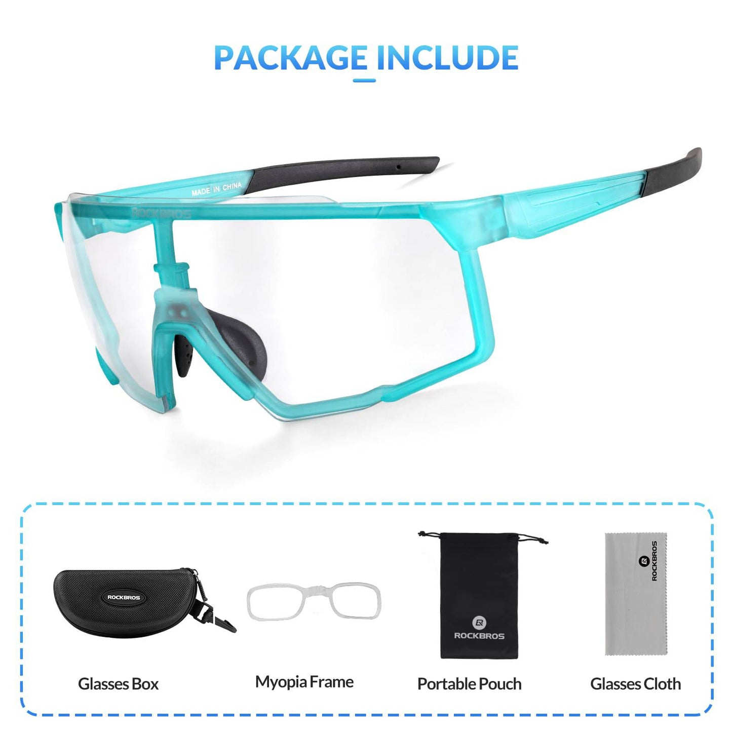 Fotokromaattiset HD-pyöräilylasit ulkoiluun, siniset, ROCKBROS