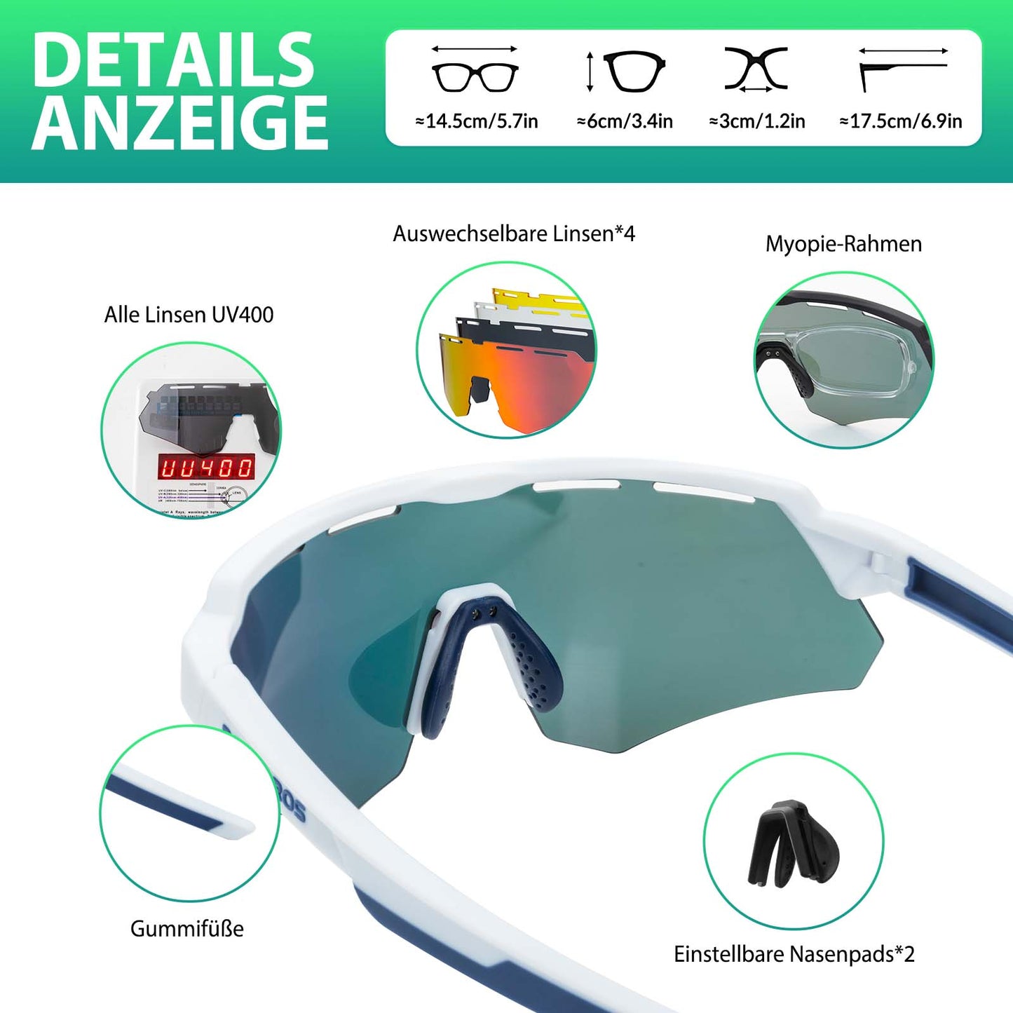 Polarisoidut pyöräilylasit, joissa on neljä vaihdettavaa linssiä ROCKBROS