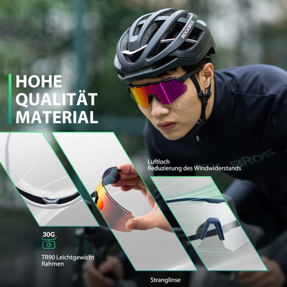 Polarisoidut pyöräilylasit, joissa on neljä vaihdettavaa linssiä ROCKBROS