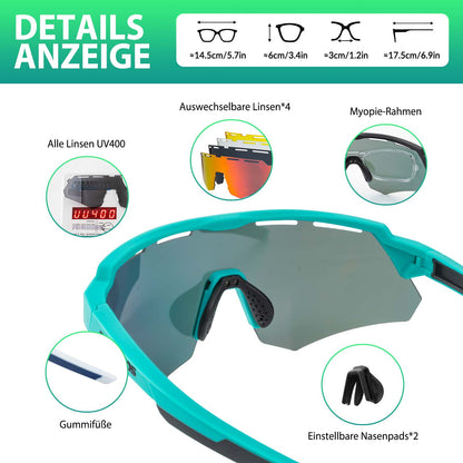 Polarisoidut pyöräilylasit, joissa on neljä vaihdettavaa linssiä ROCKBROS
