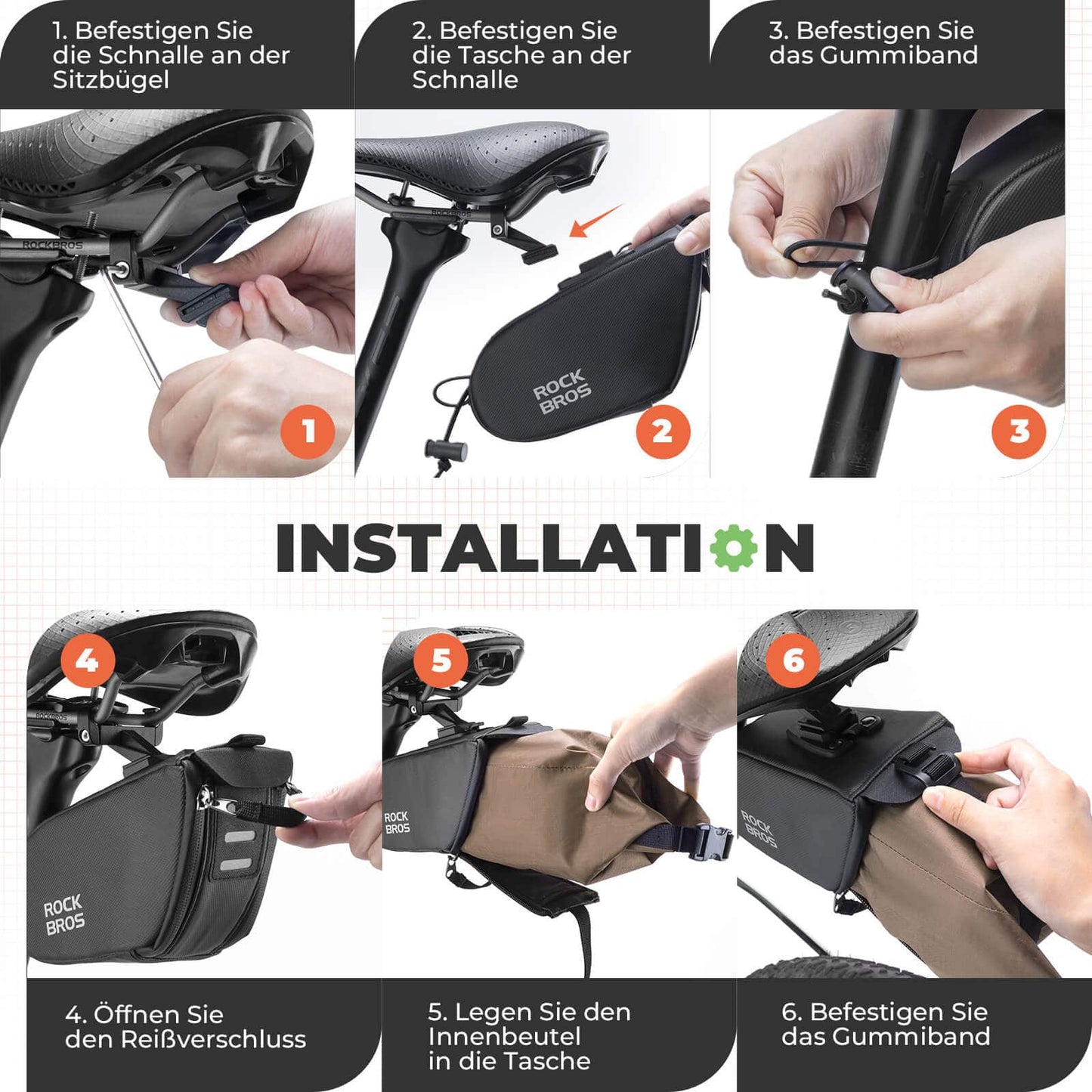 Satulalaukku, vedenpitävä polkupyörälaukku, laajennettava sisätaskulla, ROCKBROS