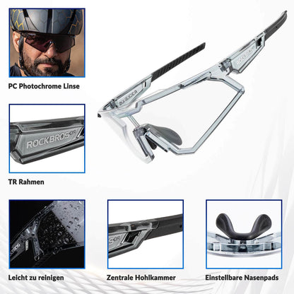 Aurinkolasit, pyöräilylasit, itsetummuvat, ulkokäyttöön, UV400-suoja, ROCKBROS