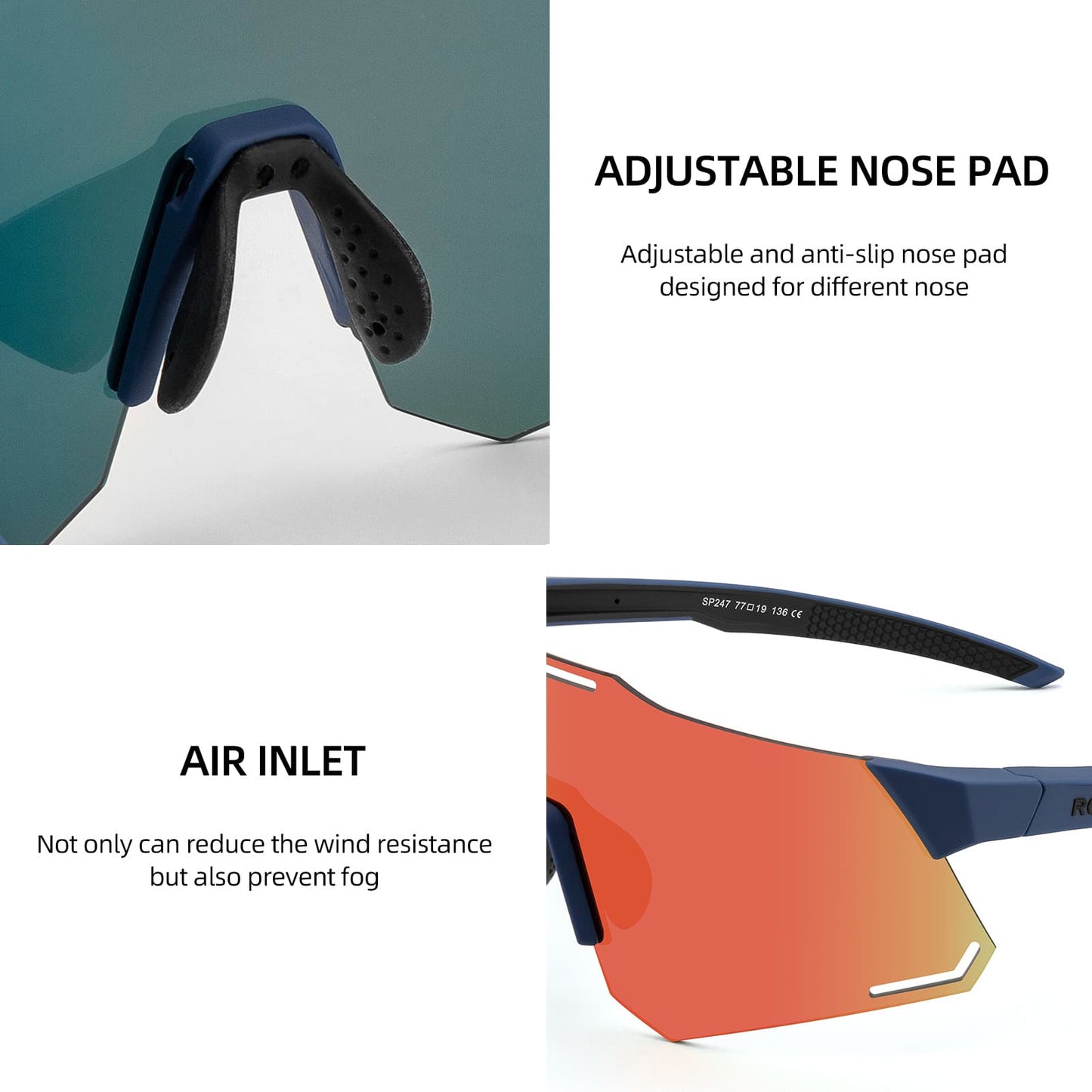 Aurinkolasit UV400-suojauksella pyöräilylasit naisille/miehille ROCKBROS