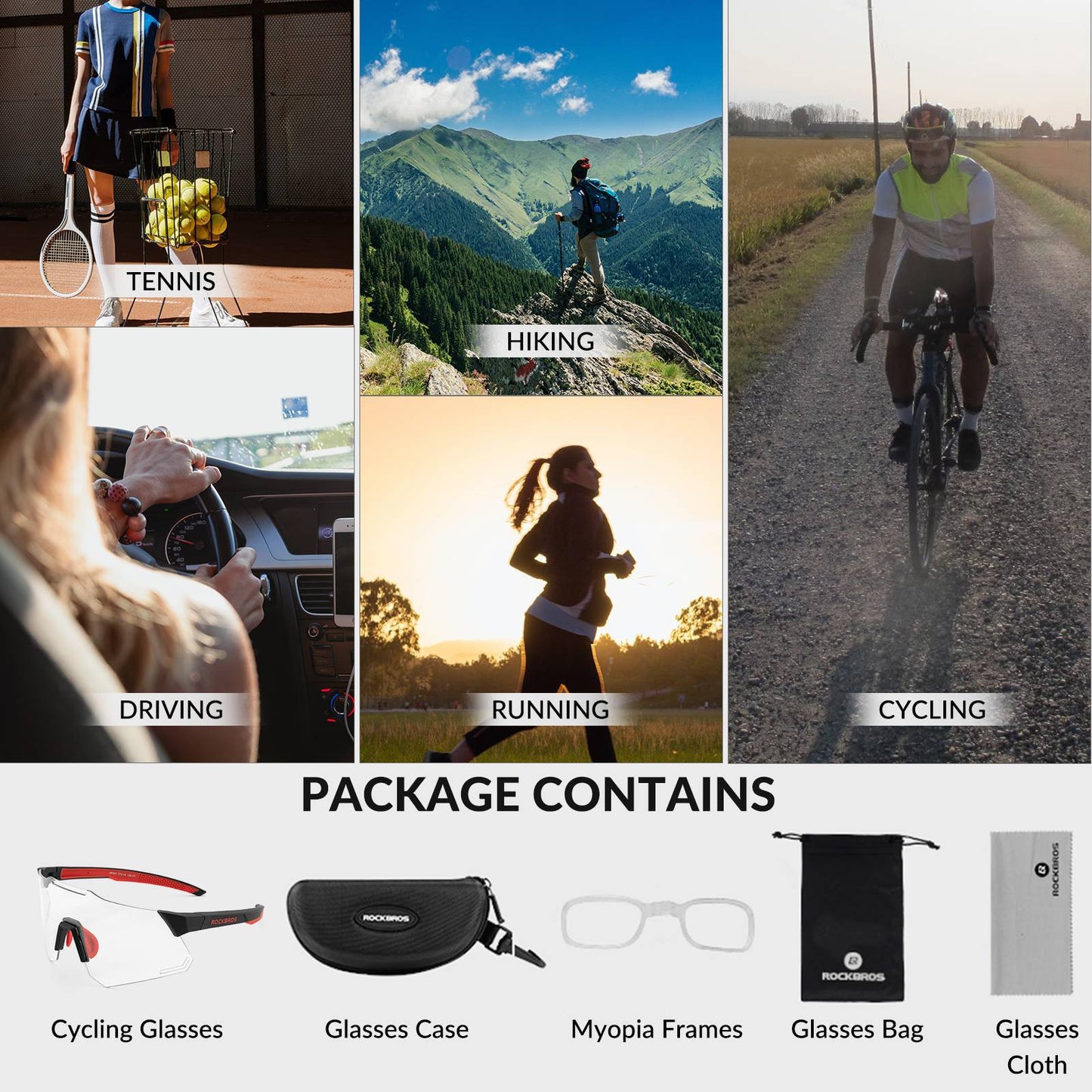 Aurinkolasit UV400-suojauksella pyöräilylasit naisille/miehille ROCKBROS