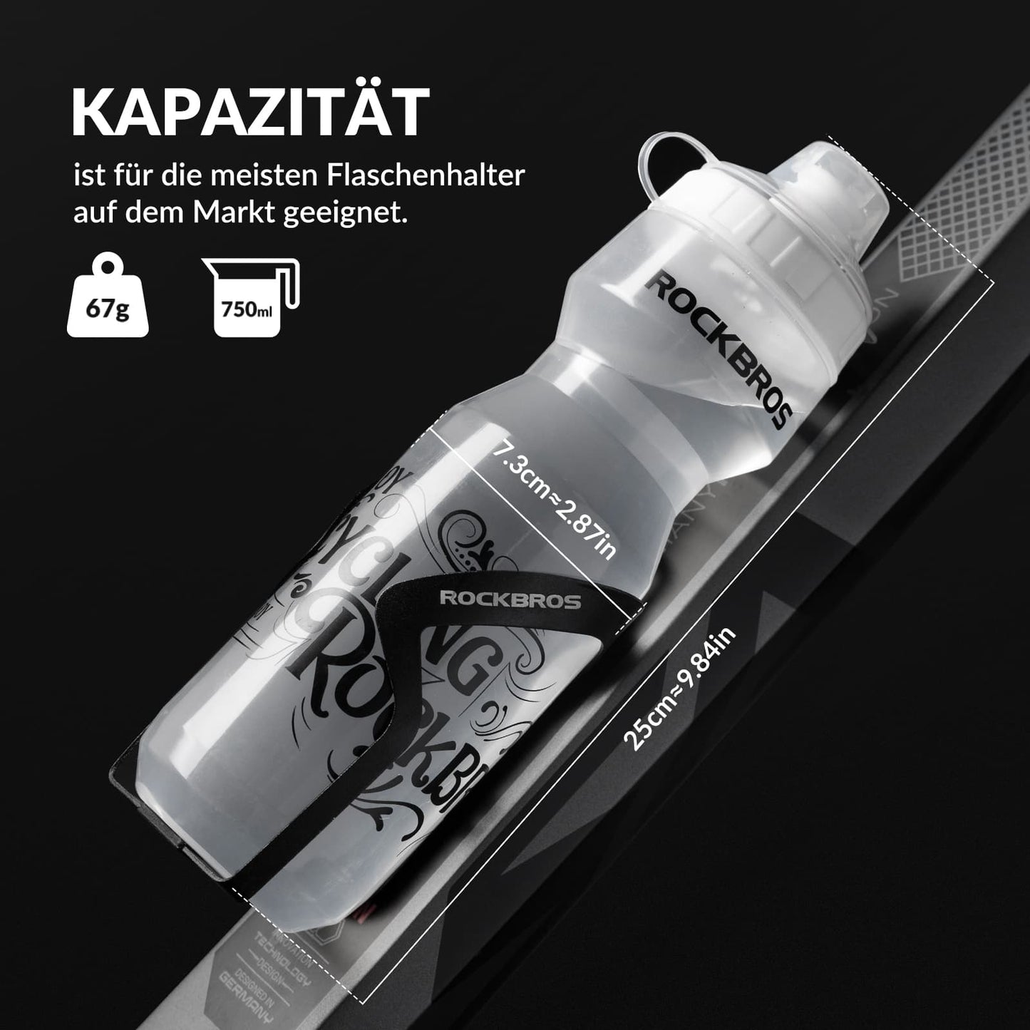 Urheilujuomapullo 750ml polkupyöräjuomapullo BPA-vapaa ROCKBROS