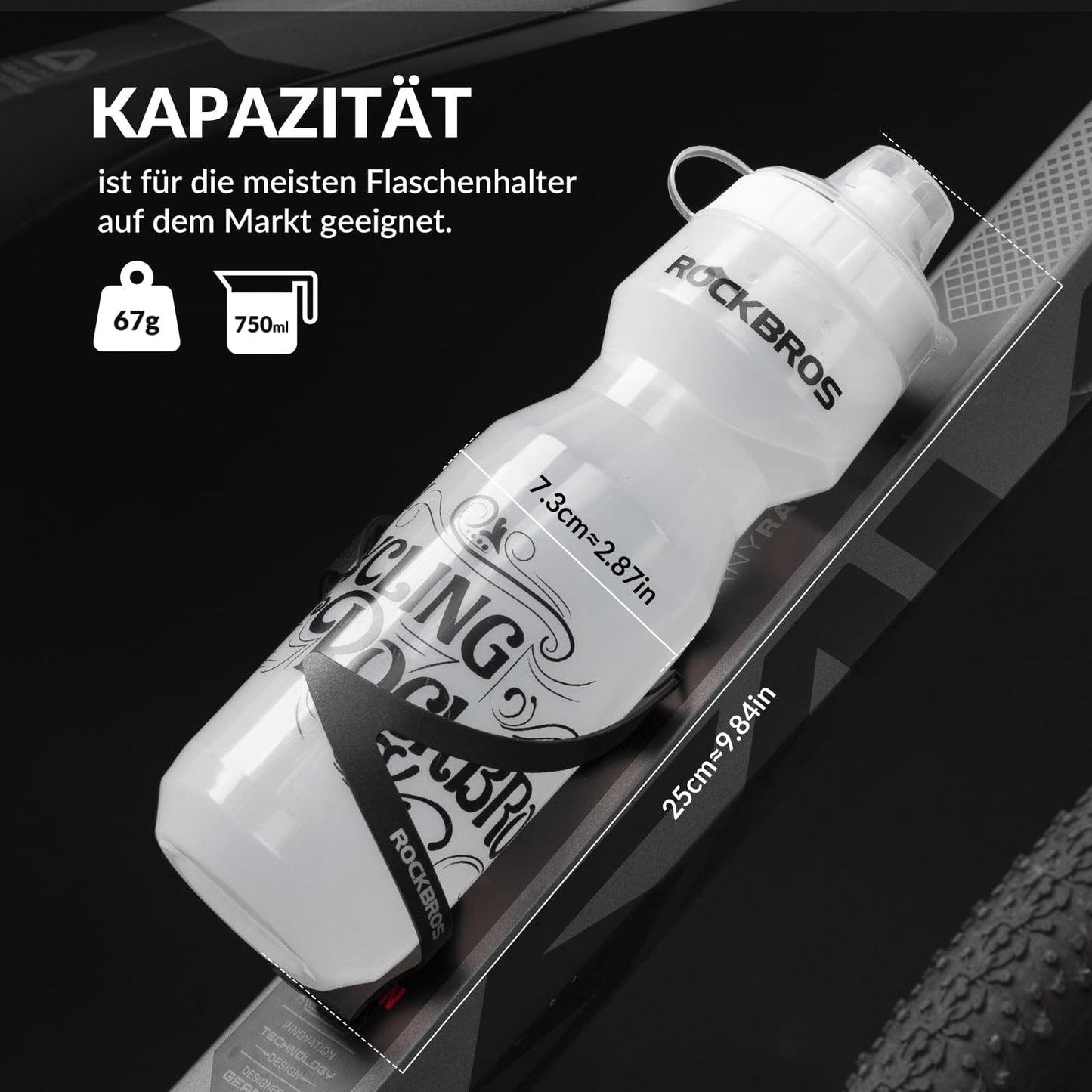 Urheilujuomapullo 750ml polkupyöräjuomapullo BPA-vapaa ROCKBROS