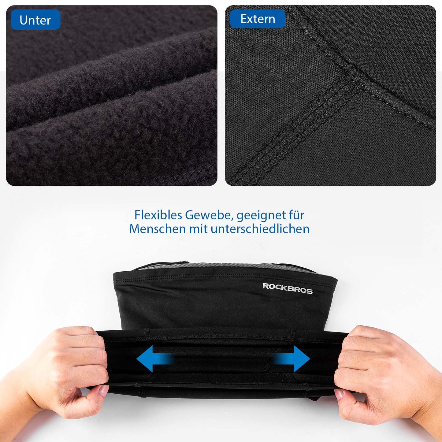 Balaclava, tuulenpitävä kypäränaluspipo lämpimästä fleecekankaasta, musta, ROCKBROS