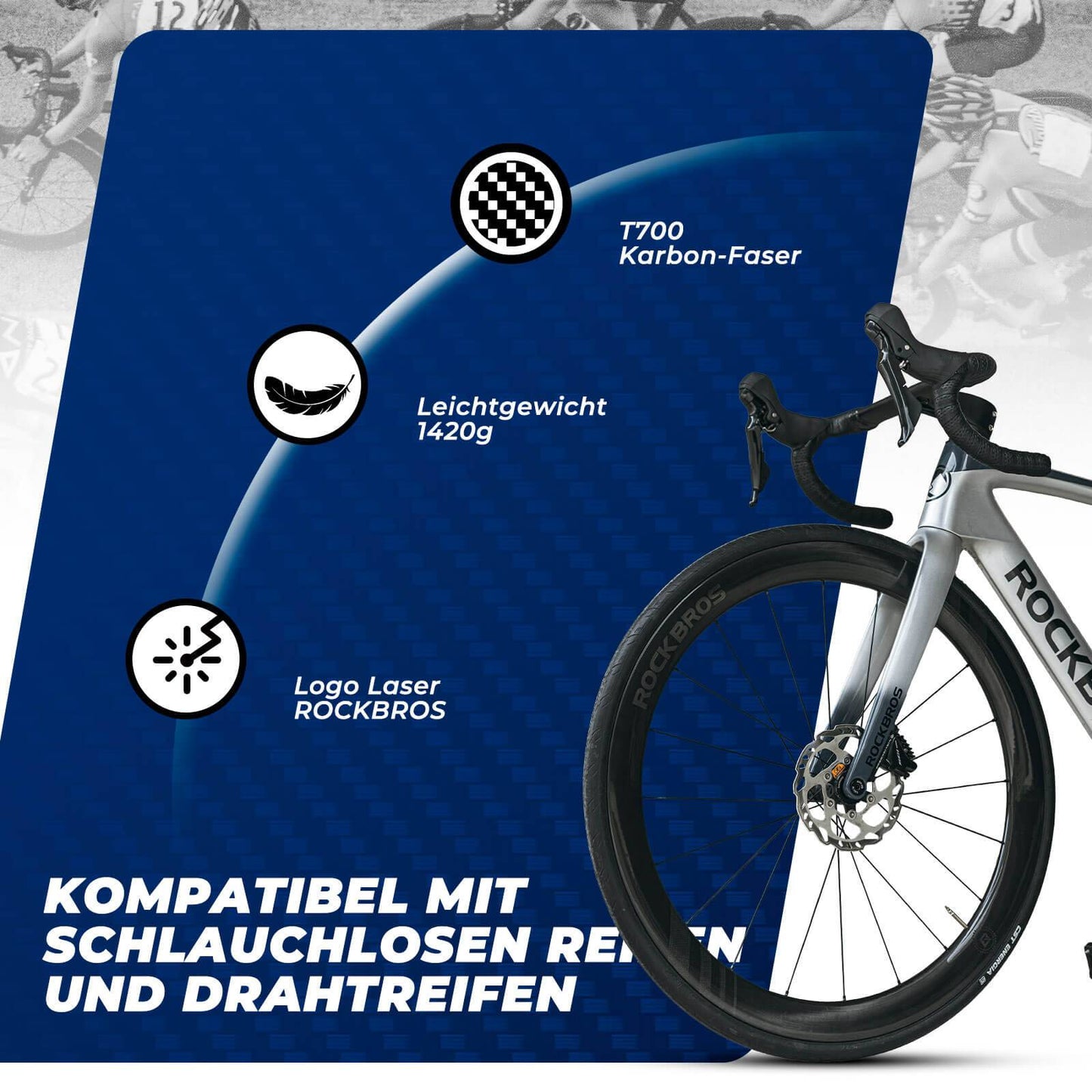 T700 hiilikuitukiekkosetti 28" 50mm levyjarrulla, läpiakselilla, maantiepyörille ja SHIMANO 8-12 -vaihteisille, 24 puolaa, 36T teräslaakerit, ROCKBROS